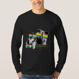 Dog And Cat Gay Pride Flag Sunglasses Lgbt T-Shirt