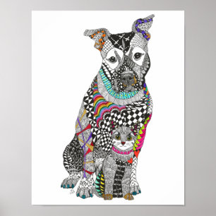 Dog and Cat Guardian Angel Poster -  11"x14"