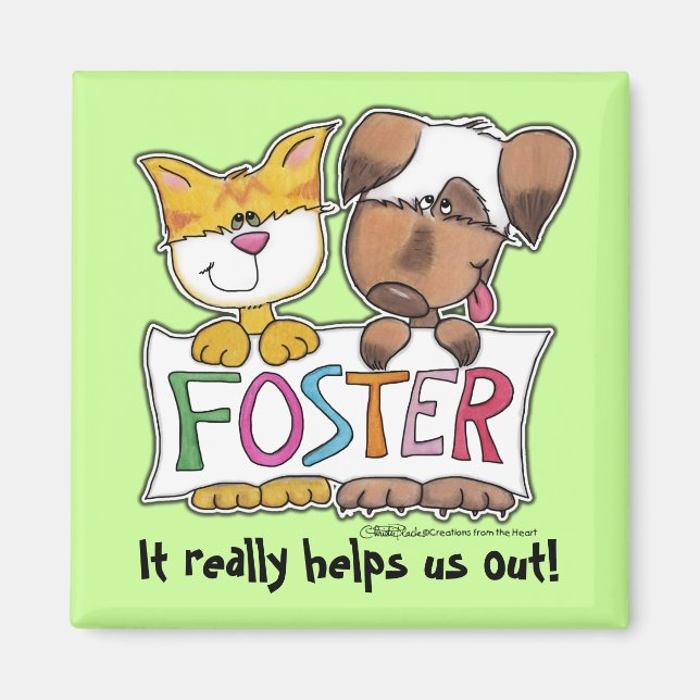 Dog and Cat Hold FOSTER Banner Magnet (Front)