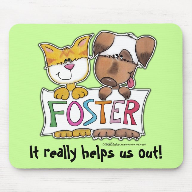 Dog and Cat Hold FOSTER Banner Mouse Mat (Front)