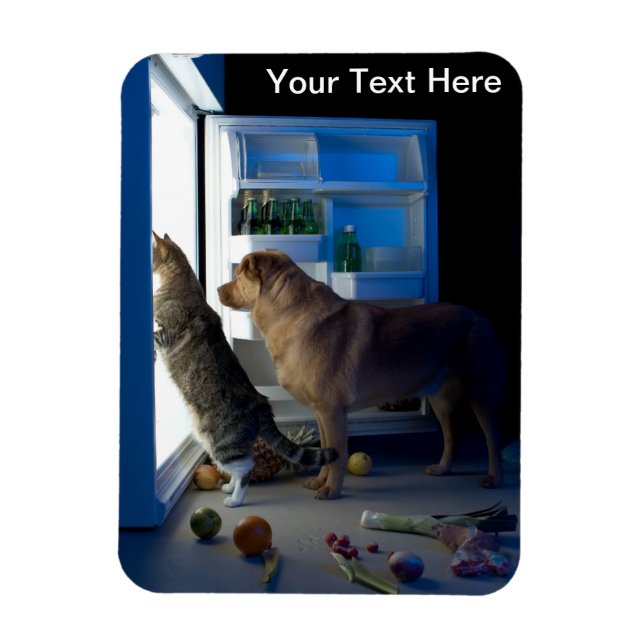 Dog and Cat Home Alone at Midnight Pet Sitter Magnet (Vertical)
