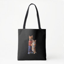 Dog and Cat Hug Tote Bag