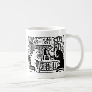 Dog and Cat in the Library Coffee Mug