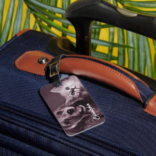 Dog and Cat, Looking Up Personalised Luggage Tag