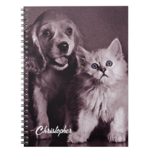 Dog and Cat, Looking Up Personalised Notebook