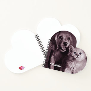 Dog and Cat, Looking Up Personalised Notebook