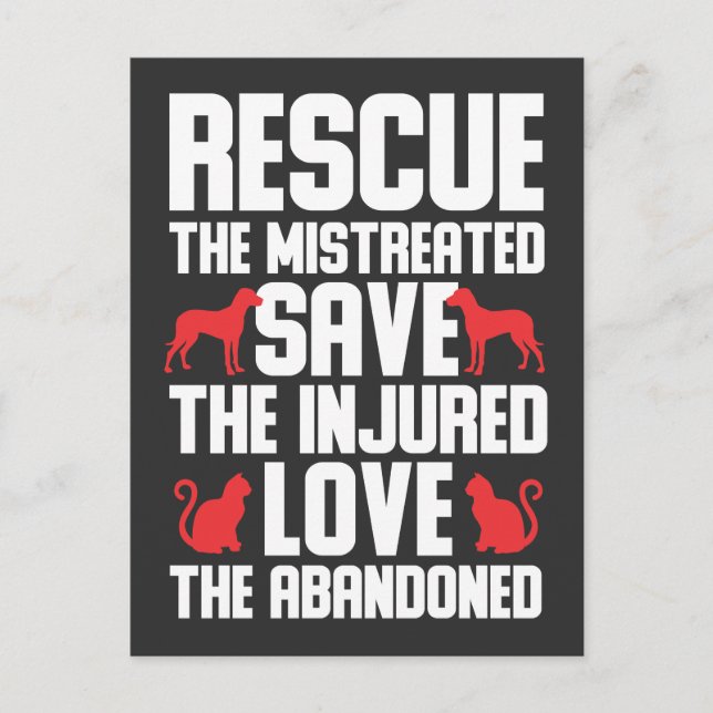 Dog and Cat Love Animal Rescue Awareness Postcard (Front)