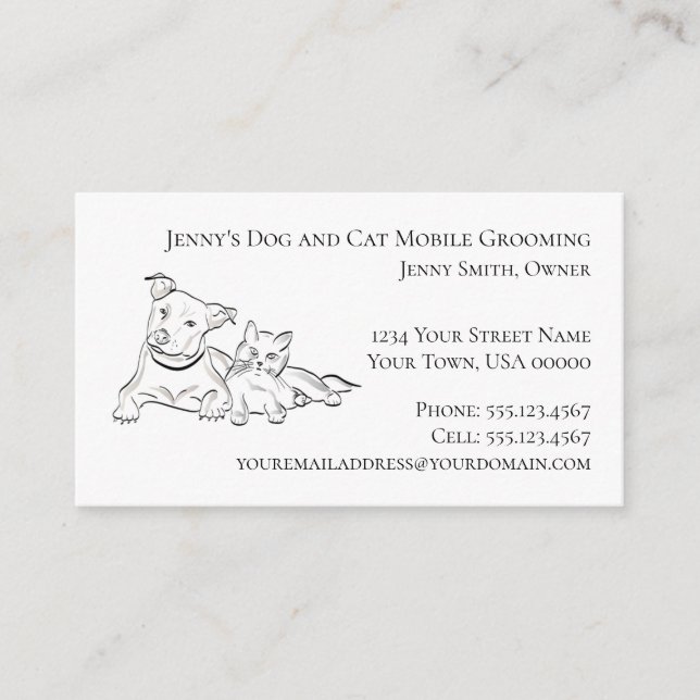 Dog and Cat Mobile Grooming 2019 Calendar Design Business Card (Front)