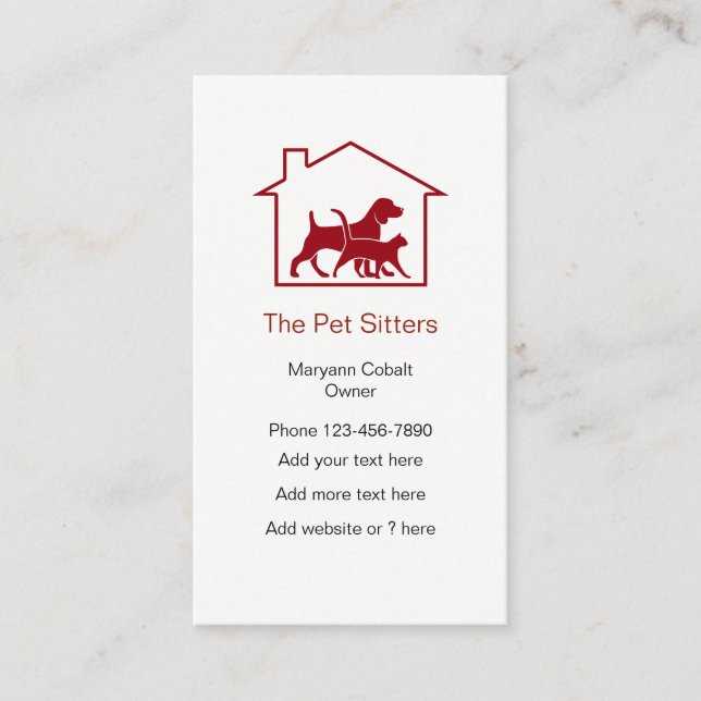 Dog And Cat Pet Sitter House Symbol Business Card (Front)