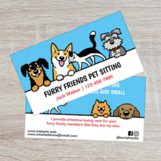 Dog and Cat Pet Sitting Cute Animal Care Funny Business Card