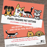 Dog and Cat Pet Sitting Cute Animal Care Funny  Business Card<br><div class="desc">An original cartoon style business card for your pet care business! This colourful design features cute dogs and cats with more drawings on the back and space to easily personalise with your information. Adorable Corgi, funny longhaired Dachshund, loveable tuxedo cat, Schnauzer, Pomeranian and chocolate Lab drawings. Perfect for dog walkers,...</div>