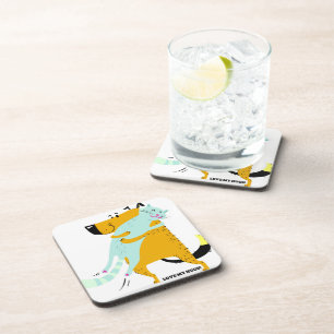 Dog and Cat Plastic Coasters with Cork Back