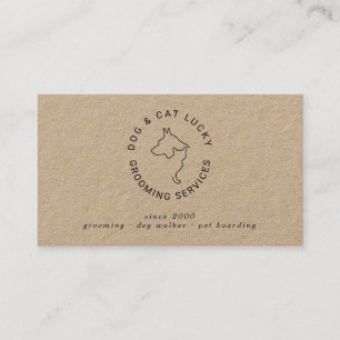 Dog and cat print kraft business card