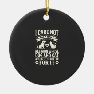 Dog and Cat Religion Quote Ceramic Tree Decoration