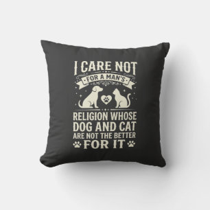 Dog and Cat Religion Quote Cushion