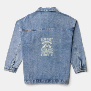 Dog and Cat Religion Quote Denim Jacket