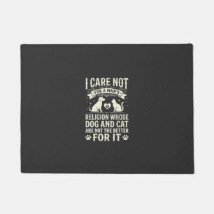 Dog and Cat Religion Quote Doormat