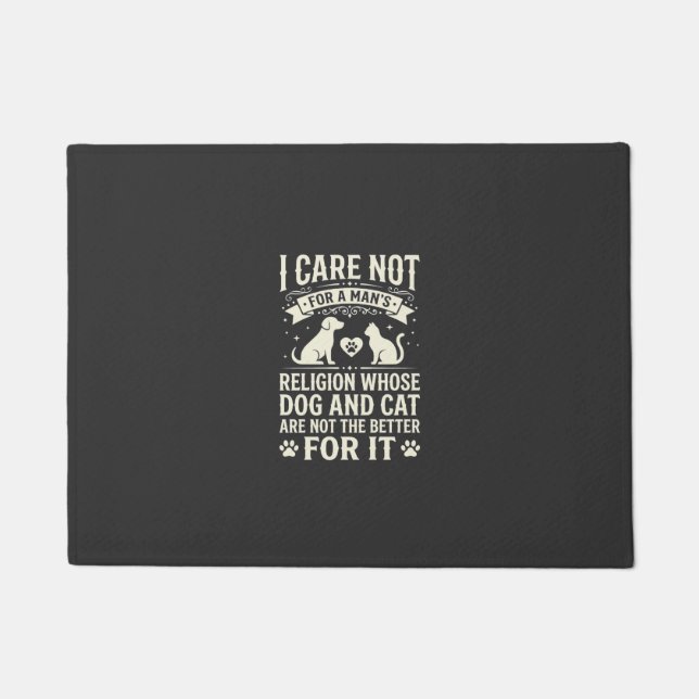 Dog and Cat Religion Quote Doormat (Front)