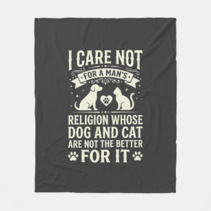 Dog and Cat Religion Quote Fleece Blanket