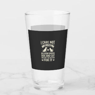 Dog and Cat Religion Quote Glass