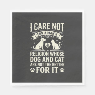 Dog and Cat Religion Quote Napkin
