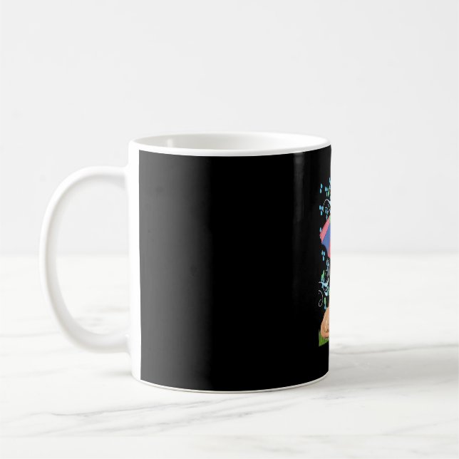Dog and Cat Under An Umbrella In Rainy Weather Coffee Mug (Left)