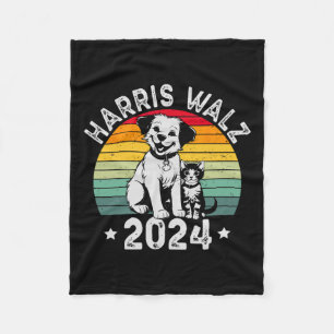 Dog And Cat Vintage Kamala Harris Tim W 2024 Elect Fleece Blanket