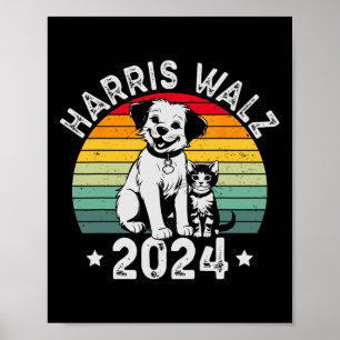 Dog And Cat Vintage Kamala Harris Tim W 2024 Elect Poster