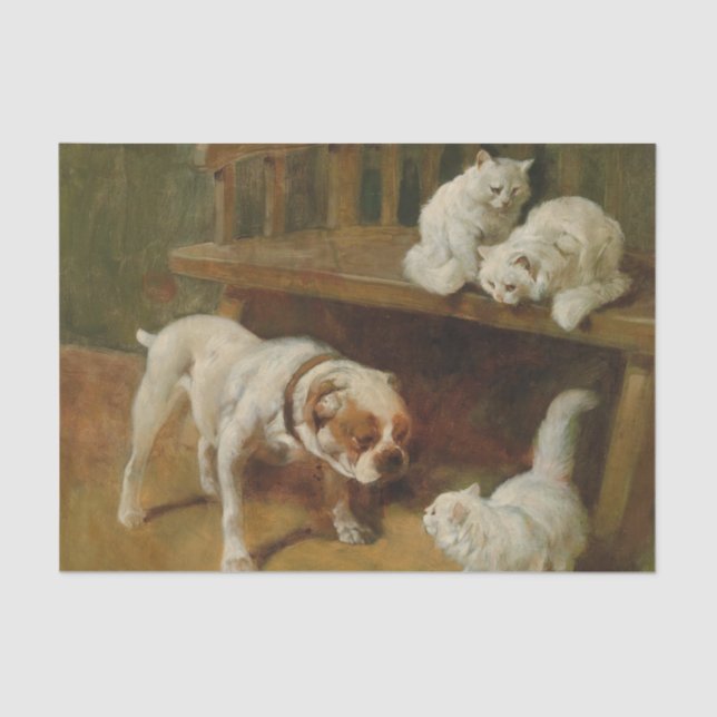 Dog and Cats by Arthur Heyer Tissue Paper (Front)
