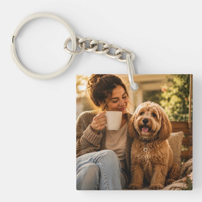 Dog and Coffee Key Ring (Front)