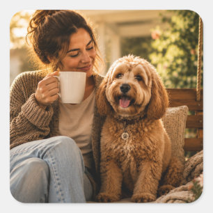 Dog and Coffee Square Sticker