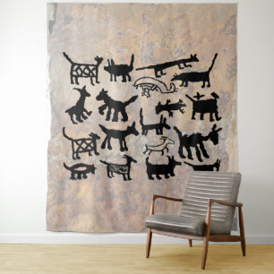 Dog and Coyote Petroglyph collection Tapestry
