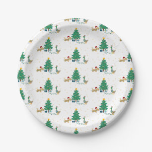 Dog and Duck holiday tree Paper Plate