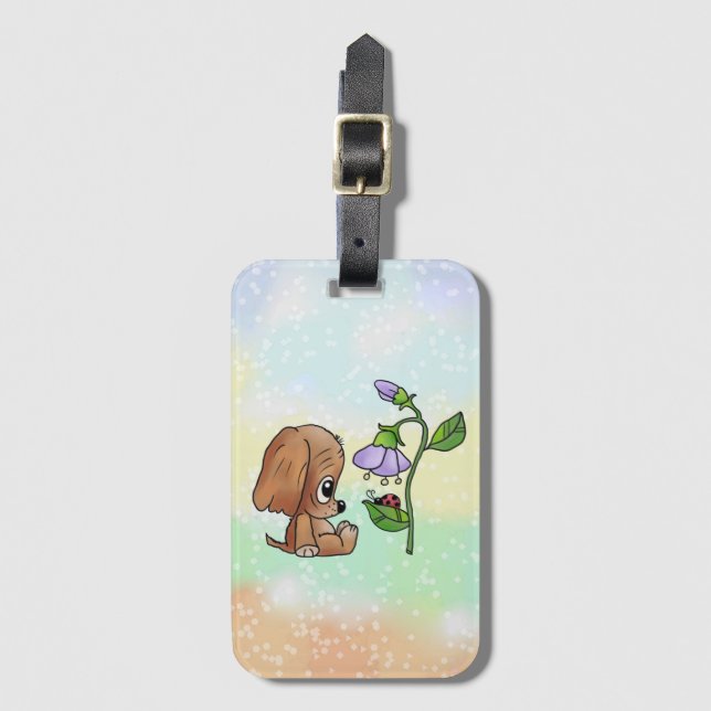 dog and flower   baggage tag (Front Vertical)