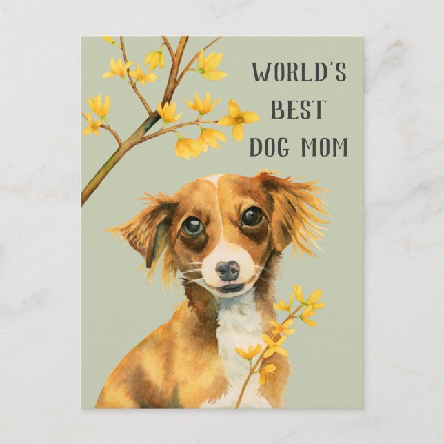 Dog and Flowers | Dog Mum | Mother's Day Postcard (Front)
