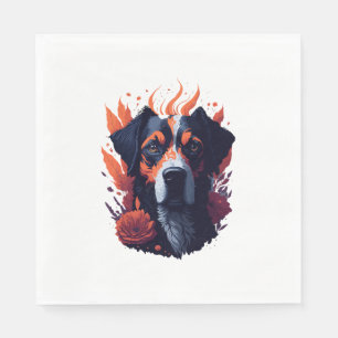 Dog and flowers napkin