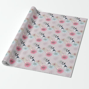 Dog and Flowers Wrapping Paper