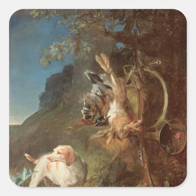 Dog and Game, 1730 Square Sticker (Front)