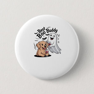 Dog and ghost drinking wine. Classic T-Shirt 6 Cm Round Badge