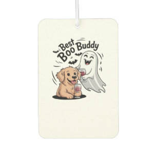 Dog and ghost drinking wine. Classic T-Shirt Car Air Freshener