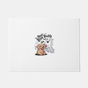 Dog and ghost drinking wine. Classic T-Shirt Doormat