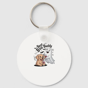 Dog and ghost drinking wine. Classic T-Shirt Key Ring