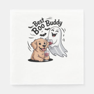 Dog and ghost drinking wine. Classic T-Shirt Napkin