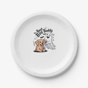 Dog and ghost drinking wine. Classic T-Shirt Paper Plate