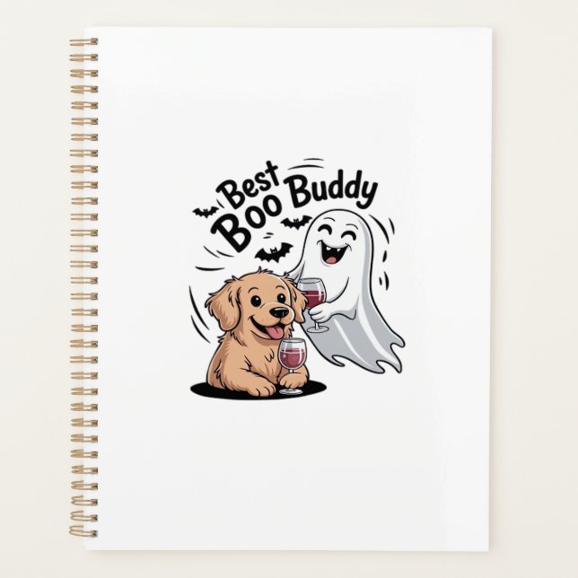 Dog and ghost drinking wine. Classic T-Shirt Planner (Front)