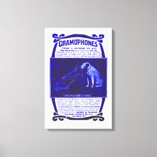Dog and gramophone canvas print