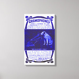 Dog and gramophone canvas print