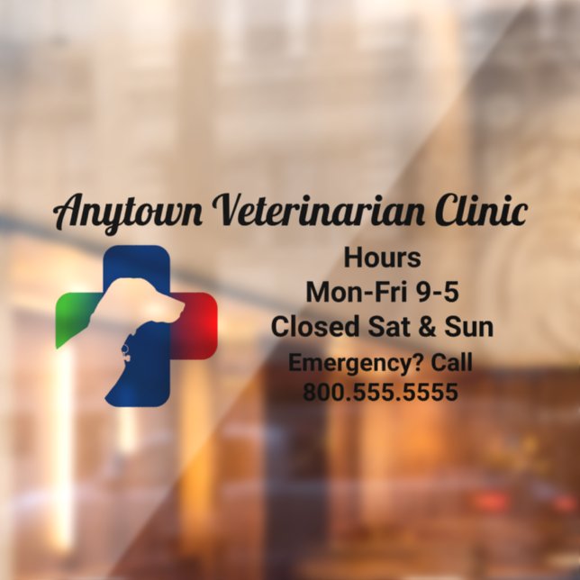 Dog and Medical Symbol Veterinarian  Window Cling (Sheet 2)