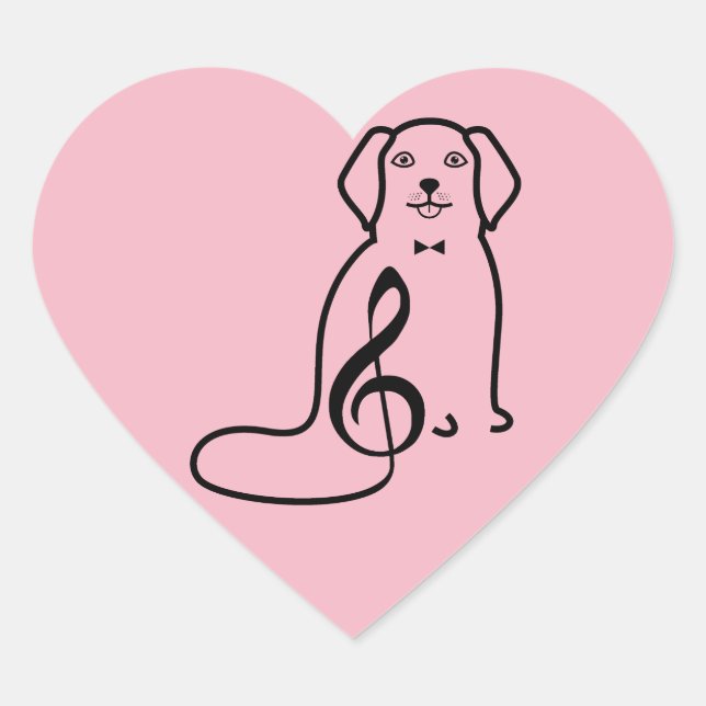 DOG AND MUSIC NOTE HEART STICKER (Front)