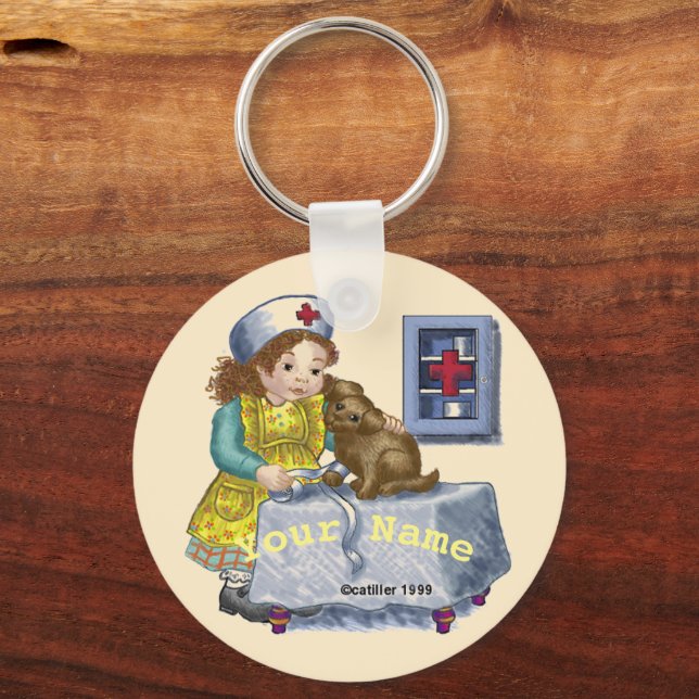 Dog and nurse  key ring (Front)